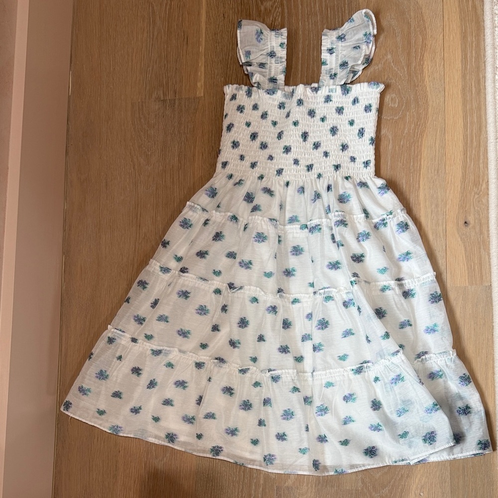 Hill House Collectors Edition White and Blue Floral Nap Dress